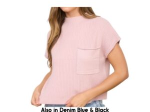 BLUPEPPER CAP SLEEVE MOCK NECK SWEATER