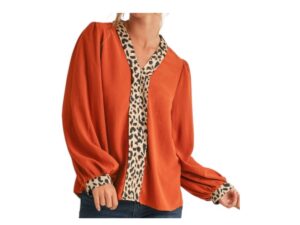 JODIFL LEOPARD TRIM BLOUSE