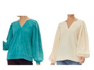 JODIFL PLEATED BUBBLE NOTCH NECK TOP
