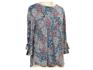 SOUTHERN LADY 3/4 TIE SLEEVE PRINT TOP