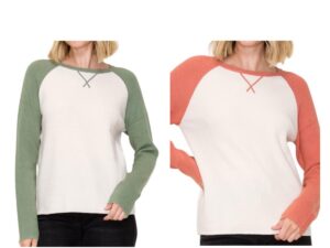 STACCATO RAGLAN SLEEVE WAFFLE TEXTURE SWEATER