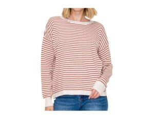 STACCATO LONG SLEEVE STRIPED PULLOVER SWEATER