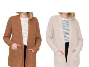 STACCATO PATCH POCKET OPEN CARDIGAN SWEATER