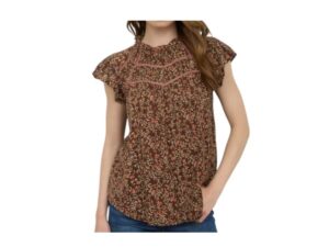 BLUPEPPER FLORAL LACE YOKE TRIM SLEEVELESS TOP