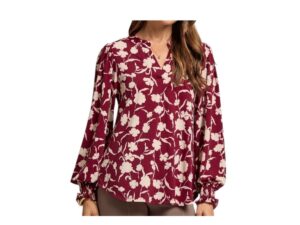DEAR SCARLETT LIZSMOCK SMOCKED SLEEVE PRINT TOP