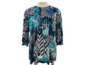 SOUTHERN LADY 3/4 SLEEVE BOAT NECK PRINT TOP