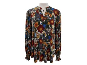 DEAR SCARLETT LIZSMOCK SMOCKED SLEEVE PRINT TOP