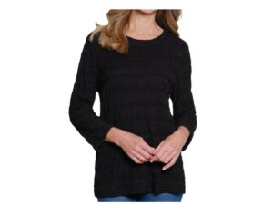 MULTIPLES 3/4 SLEEVE BLACK TEXTURED KNIT TOP