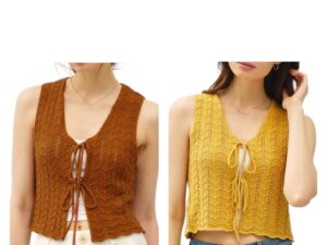 BE COOL WAVY KNIT TIE FRONT SWEATER VEST