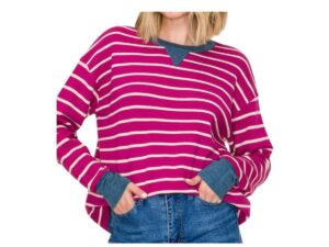 STACCATO STRIPE SWEATER WITH CONTRAST TRIM
