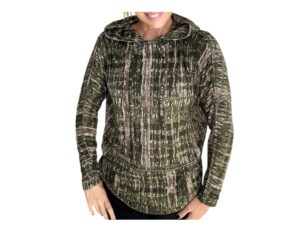 ETHYL OLIVE PRINT RAW EDGE HOODIE