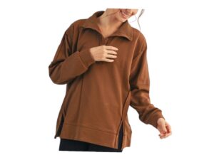 JODIFL RAW EDGE FRENCH TERRY HENLEY MOCK