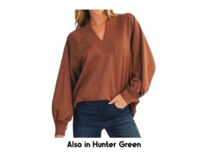 JODIFL V-NECK FRENCH RAGLAN LONG SLEEVE TOP