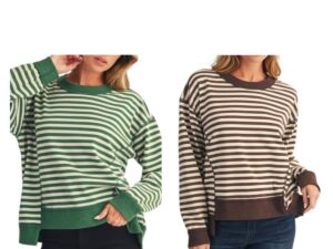 JODIFL FRENCH TERRY STRIPED ASYMMETRICAL  HEM TOP