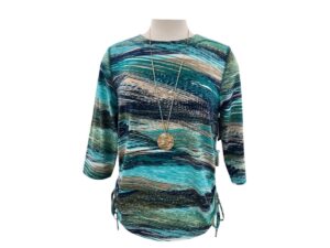 SOUTHERN LADY 3/4 SLEEVE SIDE TIE PRINT TOP