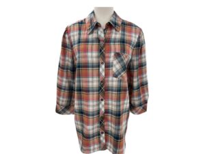 SOUTHERN LADY 3/4 SLEEVE PLAID BLOUSE