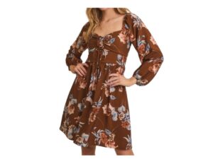 GILLI SWEETHEART NECKLINE FLORAL DRESS