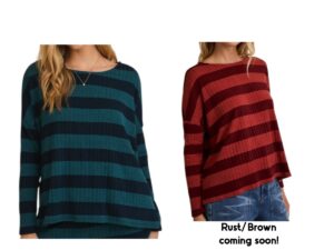 GILLI LONG SLEEVE STRIPED OVERSIZED KNIT TOP