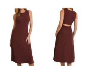 GILLI KNIT BACK CUTOUT MIDI DRESS
