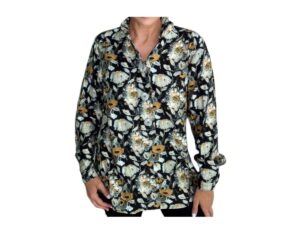 ETHYL BLACK/GOLD FLORAL BLOUSE