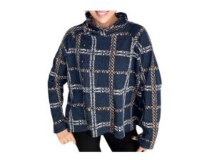 ETHYL PLAID PULLOVER WITH BUTTON TRIM SWEATER