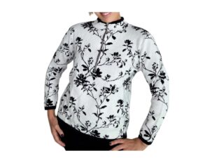 ETHYL 1/4 ZIP BLACK/WHITE FLORAL SWEATER