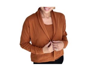 ETHYL COGNAC CROPPED OPEN CARDIGAN