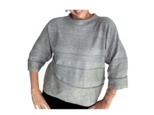 ETHYL 3/4 SLEEVE TONAL STRIPE SWEATER