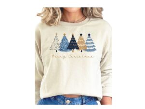 KISSED APPAREL BLUE/GOLD MERRY CHRISTMAS TREES