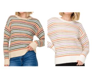STACCATO MULTI COLOR TEXTURED STRIPE SWEATER