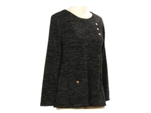 SOUTHERN LADY MARLED KNIT BUTTON TRIM SWEATER