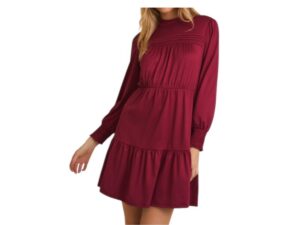 GILLI MOCK NECK ELASTIC WAIST KNIT DRESS