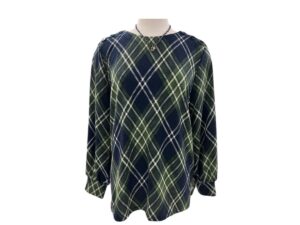 SOUTHERN LADY ARGYLE PLAID BUTTON TRIM BLOUSE