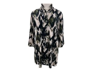 ETHYL OLIVE PRINT BUTTON FRONT TUNIC