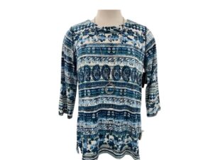 SOUTHERN LADY 3/4 SLEEVE PRINT STRIPE TOP