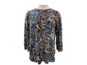 MULTIPLES BLUE ANIMAL PRINT SWEATER