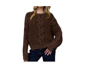 BLUPEPPER WASHED CABLE PULLOVER SWEATER