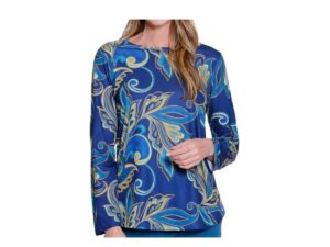 MULTIPLES NAVY MIX SHAPED HEM SHIRT