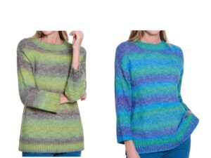 MULTIPLES DROP SHOULDER OMBRE KNIT SWEATER