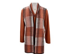 SOUTHERN LADY PLAID OPEN SWEATER VEST