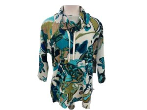 MULTIPLES DOLMAN SLEEVE DRAWSTRING COWL NECK TOP