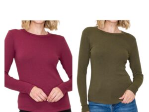 STACCATO CREWNECK LONG SLEEVE KNIT TOP