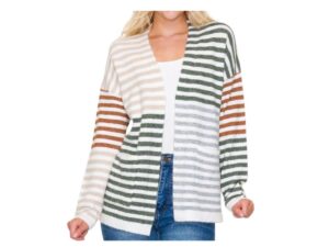 STACCATO MULTI COLOR STRIPE OPEN CARDIGAN