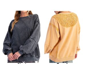 EASEL LONG SLEEVE BACK CROCHET DETAIL TOP