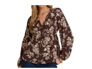 GILLI V-NECK FLORAL BABYDOLL TOP