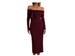 GILLI OFF SHOULDER KNIT MIDI DRESS
