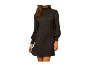 GILLI BUBBLE SLEEVE SMOCKED NECK KNIT DRESS