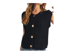 JODIFL SWEATER VEST WITH GOLD BUTTONS