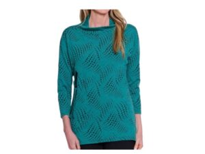 MULTIPLES COWLNECK DOT PATTERN KNIT TOP