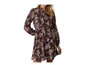 GILLI TIE NECK ELASTIC WAIST FLORAL DRESS